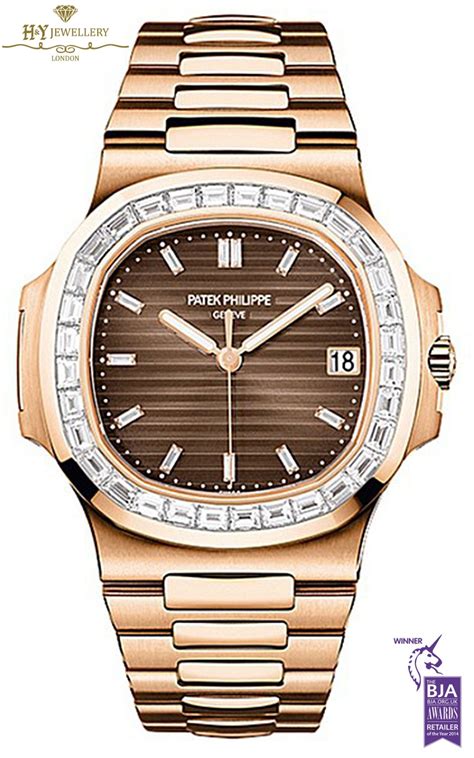 patek philippe nautilus rose gold leather price|patek philippe full diamond.